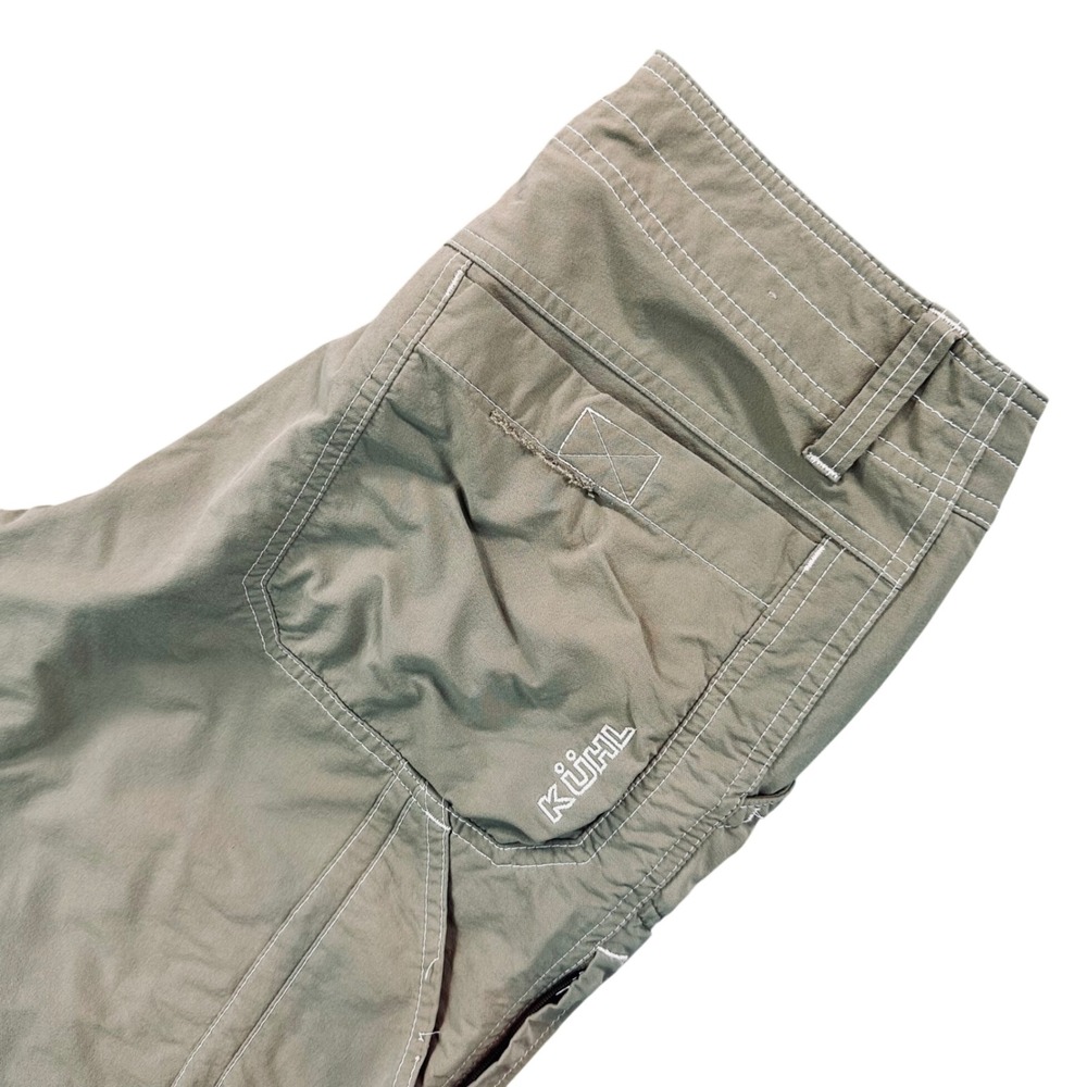 KUHL Renegade Shorts Men's 32 Olive Green Cargo Hiking Fishing Contrast Stitch